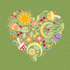 Heart of Flowers Leaves and Berries