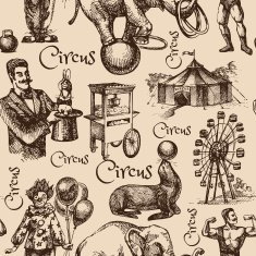 Hand drawn sketch circus and amusement vector illustration Vint