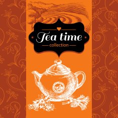 Tea vintage background Hand drawn sketch illustration Menu and N5