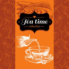 Tea vintage background Hand drawn sketch illustration Menu and N6