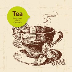 Tea vintage background Hand drawn sketch illustration Menu des N5