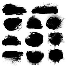 Set of black grunge banners with halftone effects