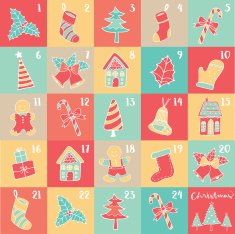 Merry Christmas elements in colorful box