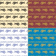 doodle seamless pattern fish