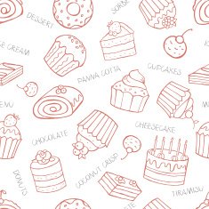 Seamless pattern of sweet cupcakes and cakes N2