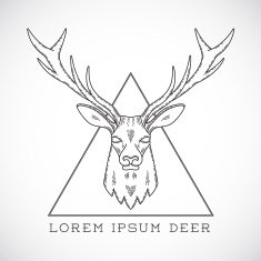 Abstract Vector Line Style Deer Face Illustration in Triangle with