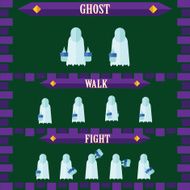 flat halloween game character for design ghost
