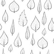 Seamless pattern background with doodles leaves N2