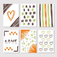 Hand drawn collection of journaling cards with romantic textures