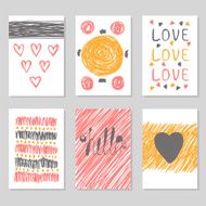 Hand drawn collection of journaling cards with romantic textures N2