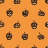 Vector halloween seamless pattern with hand drawn pumpkins ( Jac