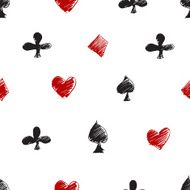 Seamless vector modern pattern with card suits diamonds hearts N2