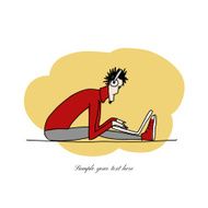 Yoga at work man with laptop for your design
