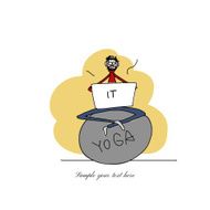 Yoga at work man with laptop for your design N2