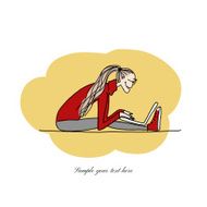 Yoga at work girl with laptop for your design