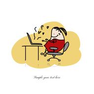 Programmer woman at work sketch for your design N5