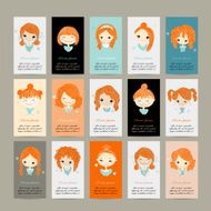 Business cards with cute girls for your design N2