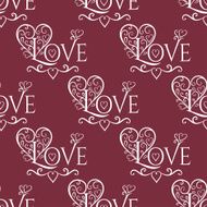 Valentine seamless hearts and Love you pattern N6