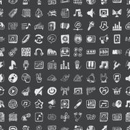 doodle music seamless pattern background