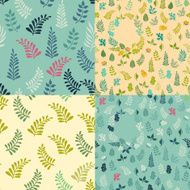 Set of 4 Seamless patterns with wreaths elements