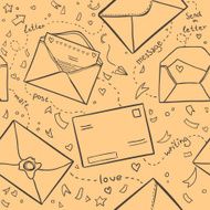 Hand drawn sketch illustration - letter and envelope