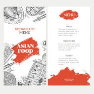 Asian Food menu template Linear graphic Vector illustration