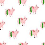 Seamless pattern with cute cartoon pigs for your design