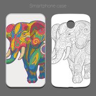 Smartphone case design colorful elephant vector illustration