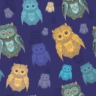 Seamless pattern with owls N7