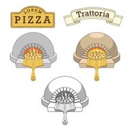 Trattoria pizza oven design vector illustration