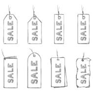 Vector Set of Sketch Discount Tags