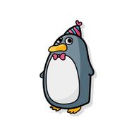 birthday penguin doodle