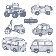 Retro cars icons set
