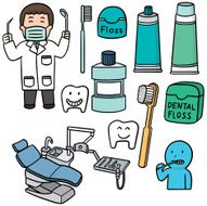 vector set of dentist and tooth care