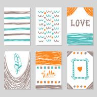 Collection of hand drawn romantic cards and invitations Trendy