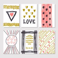 Collection of hand drawn romantic cards and invitations Trendy N2