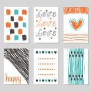 Collection of hand drawn romantic cards and invitations Trendy N3