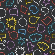 Abstract hand-drawn doodle speech clouds Vector seamless background