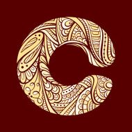Ethnic hand drawn letter C N2