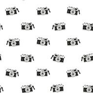 Hand drawn seamless pattern with doodle hipster&#039;s camera