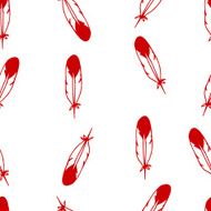 Tribal hand drawn feathers on white background