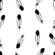 Tribal hand drawn feathers on white background N2