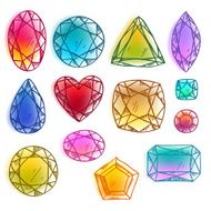 Colorful hand drawn gemstones vector illustration