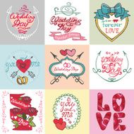 Wedding card set Invitations Labels decorative element kit