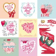 Wedding card set Invitations Labels decorative elements