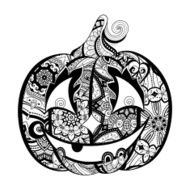 Vector Decorative Monochrome Pumkin with Smile