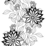Vector Seamless Monochrome Floral Pattern N60