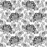 Vector Seamless Monochrome Floral Pattern N61