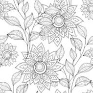 Vector Seamless Monochrome Floral Pattern N62
