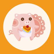 animal pig having afternoon tea theme elements